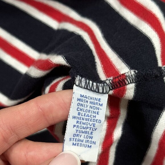 Vintage Polo Sport Striped T-Shirt Men's Sz L? Red White Navy Casual Button - Picture 9 of 9